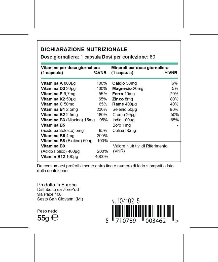 Puori V | Multivitam. e Minerali | Vegan | 60 caps