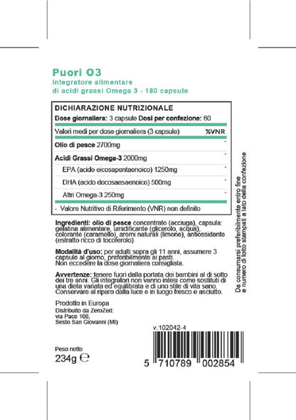 Puori O3 | Omega 3 Puro e Concentrato | 120/180 capsule