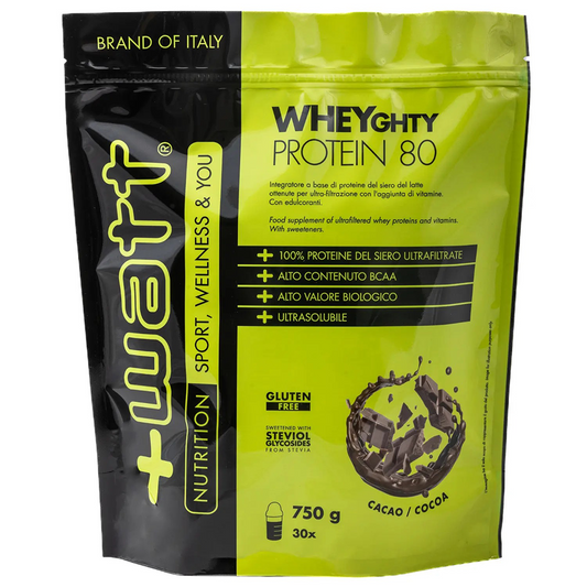 +WATT WHEYgHTY protein 80 DOYPACK 750 grammi cacao