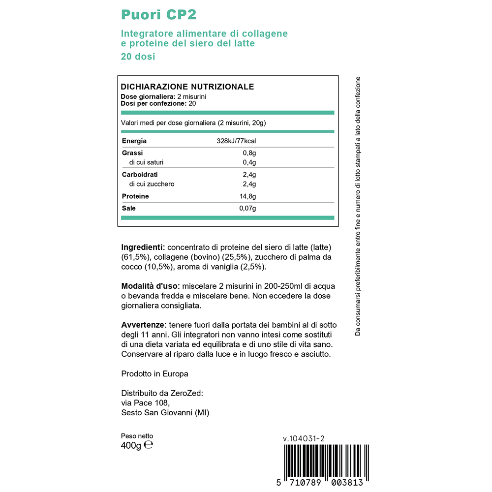 Puori CP2 - Collagene e proteine del siero del latte - 400g
